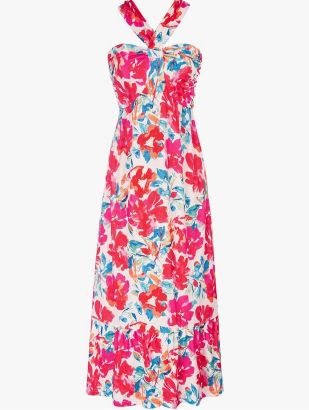 Womens Summer Floral Dresses 2026 Boho Maxi Dress Flowy Halter Sundress